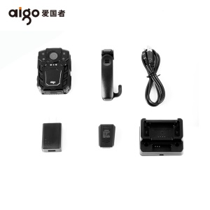 爱国者（aigo）执法记录仪DSJ-R7+ 双电座充1296P高清红外夜视可换电池加密录音加强激光定位内置64G