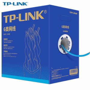 TP-LINK六类千兆网线 工程级无氧铜箱线305米 CAT6类非屏蔽纯铜双绞线 家装网络监控布线0.535mm EC6-305