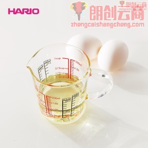 日本HARIO进口耐热玻璃双面刻度量杯牛奶杯带手柄料理杯 CMJW 200ML