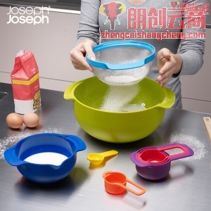 Joseph Joseph英国彩虹盆9件套烘焙工具量勺量匙烘培厨房配件打蛋搅拌盘碗盆奶油蛋白打发沥水洗菜