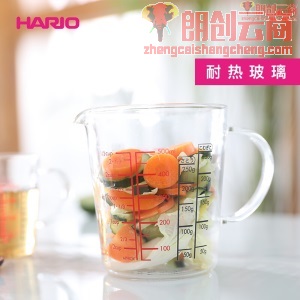 日本HARIO进口耐热玻璃双面刻度量杯牛奶杯带手柄料理杯 CMJW 200ML