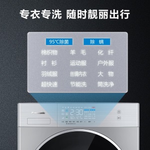 松下(Panasonic)滚筒洗衣机  10kg洗烘一体 光动银双重除菌  双极除螨 羽绒洗 XQG100-LD256