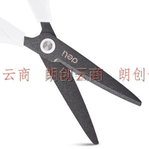 得力(deli)170mm特氟龙材质防粘不锈钢剪刀 办公用品 白色6055