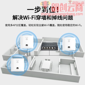 普联TP-LINK  1200M全屋WiFi AP套装 分布式路由 千兆智能组网 无线覆盖 5口AC网关路由器*1+面板AP*3(白色)