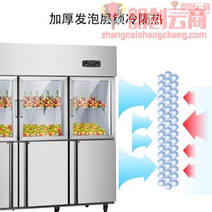 雪村 Xuecun 1250L六门冰箱商用 厨房冰箱 商用展示冷藏冷冻柜 CFS-60N3B3T