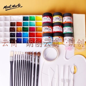 蒙玛特 水粉颜料套装 36色学生美术生专用100ML水粉画画笔带工具箱 36色升级版 11件套（无工具箱）