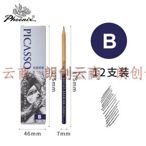 凤凰画材 Phoenix 12支素描铅笔 专业绘画美术铅笔 粗杆软中硬炭笔 2H/H/HB/B/2B/4B/6B/8B 8900S（B）