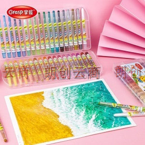 掌握（GRASP）36色旋转蜡笔 儿童美术涂鸦笔盒装 不脏手可擦绘画笔套装GLP60908