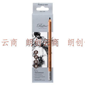 马可（MARCO）Raffine拉斐尼系列 原木碳笔专业美术炭笔(超浓)12支圆杆手绘速写绘图笔纸盒装7020-S.Dark