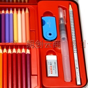 辉柏嘉（Faber-castell）水溶性彩铅笔彩色铅笔72色手绘涂色专业美术生绘画笔套装115973红铁盒装