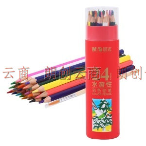 晨光(M&G)文具24色水溶性彩色铅笔 学生美术绘画填色 内含画笔六角杆 红筒装AWP36810