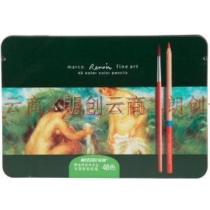 马可（MARCO）雷诺阿31系列48色彩色铅笔水溶性美术设计专业手绘专用绘画笔彩铅入门填色彩笔铁盒装3120-48TN
