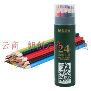 晨光(M&G)文具24色油性彩色铅笔 学生美术绘画填色 六角杆绿筒装AWP34305