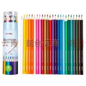 得力(deli)24色水溶性彩铅 彩色铅笔手绘涂色专业美术生绘画笔套装 纸筒装 68130