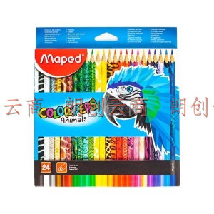 马培德 Maped 24色动物彩铅 油性创意动物图案彩色铅笔手绘绘画美术用品 832224CH
