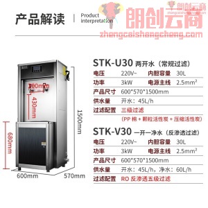 圣托（Shentop）电热开水器过滤开水机 不锈钢烧水器商用大容量直饮机 商务节能直饮水机 STK-U30