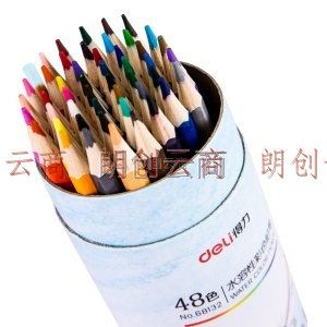 得力(deli)48色水溶性彩铅 彩色铅笔手绘涂色专业美术生绘画笔套装 纸筒装 68132