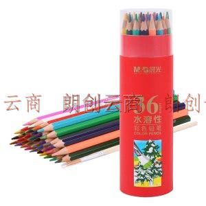 晨光(M&G)文具36色水溶性彩色铅笔 学生美术绘画填色 内含画笔六角杆红筒装AWP36811
