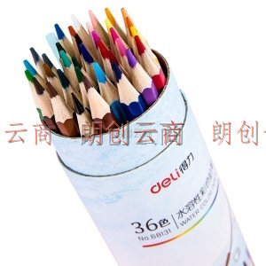 得力(deli)36色水溶性彩铅 彩色铅笔手绘涂色专业美术生绘画笔套装 纸筒装 68131