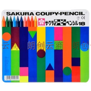   樱花(SAKURA)塑料蜡笔彩色铅笔美术儿童绘画 18色铁盒套装 FY-18【  进口】