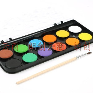 晨光(M&G)文具12色固体水彩 可水洗美术颜料 含画笔绘画用品  初学者手绘水彩画颜料APLN6564