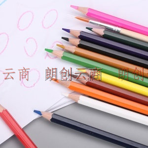 晨光(M&G)文具12色水溶性彩色铅笔 学生美术绘画填色 内含画笔六角杆 红筒装AWP36809