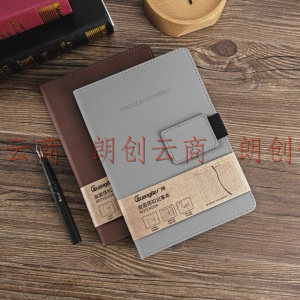 广博(Guangbo)A5笔记本子办公皮面本磁扣商务记事本绑带会议记录 棕色96张 GBP20053
