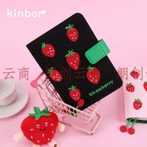 kinbor 手账本创意笔记本子A6日记本记事本手帐本-是草莓呀II DT51027