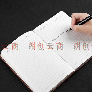 广博(GuangBo)A5笔记本子可插笔皮面本商务办公会议本硬面记事本 96张棕色GBP20057ES