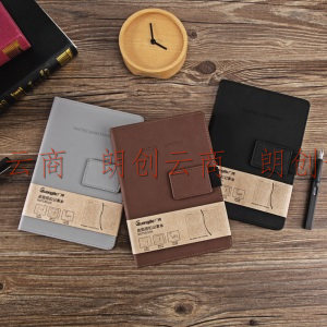广博(Guangbo)A5笔记本子办公皮面本磁扣商务记事本绑带会议记录 黑色96张 GBP20053