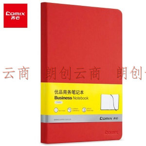 齐心（Comix）笔记本子A5皮面记事本 商务办公会议记事本日记本文具用品 红色 C5902