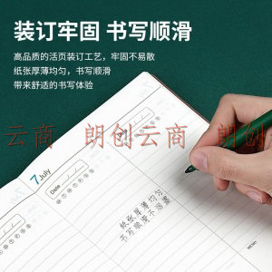 广博(GuangBo)365笔记本子皮面效率本全年本计划本商务日程本学习时间管理记事本A5棕色单本装FB63104