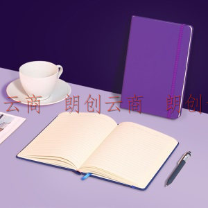 齐心（Comix）A5/122张皮面本优品商务笔记本子会议记事本文具经典日记本 紫色 C5902