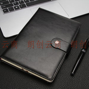 申士（SHEN SHI）J1025黑色 A5/25K 商务记事本 带扣皮面笔记本子