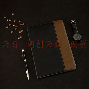 广博(GuangBo)16K拼皮商务皮面 办公笔记本子 记事本日记本 120张棕黑GBP0645