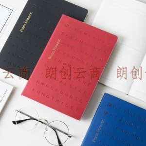 广博(GuangBo)94张A5皮面记事本日记文具笔记本子 单本装和平系列 蓝色FB60328