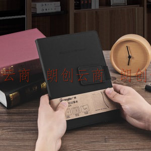 广博(Guangbo)A5笔记本子办公皮面本磁扣商务记事本绑带会议记录 黑色96张 GBP20053