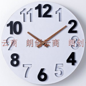 Timess挂钟 创意简约钟表客厅16英寸静音石英钟表挂墙卧室时钟 白色P24-1
