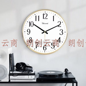 天王星（Telesonic） 挂钟 客厅创意钟表现代简约静音钟时尚个性时钟卧室石英钟Q0676-1金色