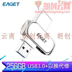 忆捷（EAGET）256GB USB3.0 U盘 F80高速全金属360度旋转电脑车载两用优盘优盘珍珠镍色 防震抗压 质感十足