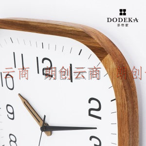 多帝家（DODEKA）挂钟 日式实木方形时钟 家用客厅卧室静音大号时尚钟表 办公室简约大气石英钟 DOA-20001