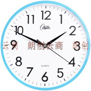 康巴丝（COMPAS）挂钟 创意简约钟表客厅静音石英钟表挂墙卧室时钟 c2855 蓝色