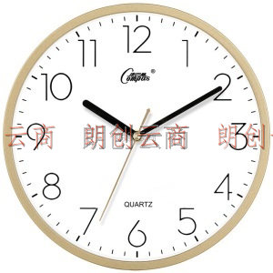康巴丝（COMPAS）挂钟 创意简约钟表客厅静音石英钟表挂墙卧室时钟北欧时尚挂表 C2855-1 金色