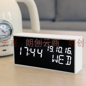摩门 Momen 创意多彩LED闹钟学生用电子钟卧室床头电子钟表桌面 大款蓄电   TM07 白色