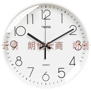 Timess 挂钟 钟表客厅时钟14英寸卧室石英钟挂表静音细边设计P31-7全咖啡色