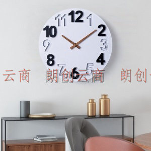 Timess挂钟 创意简约钟表客厅16英寸静音石英钟表挂墙卧室时钟 白色P24-1