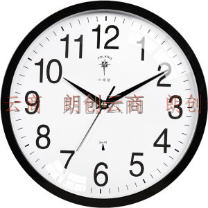 北极星（POLARIS）挂钟 客厅静音时尚自动对时创意电波钟时钟智能钟表 7950黑色电波