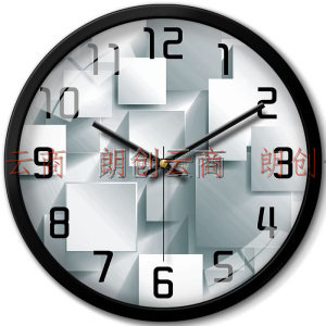 摩门（ Momen ）挂钟 14英寸客厅几何钟表 时尚创意静音钟表挂墙 金属黑  HJ0046
