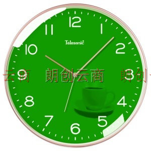 天王星（Telesonic）挂钟 钟表客厅创意时钟现代简约表挂墙静音卧室石英钟圆形挂表 橄榄绿（直径35厘米）