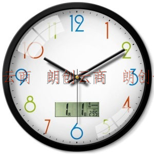 摩门（Momen）挂钟 客厅创意静音石英钟现代液显日历钟表农历显示挂表LCD41